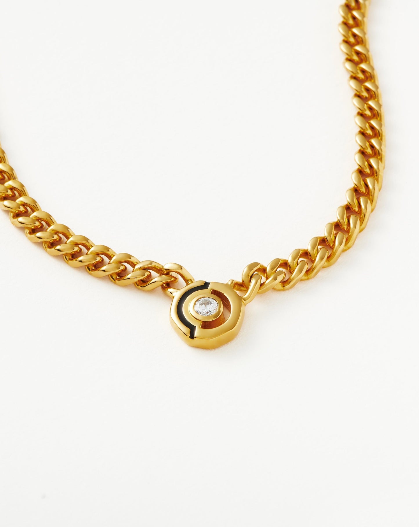 Floating Hex Pendant Necklace in Gold and Cubic Zirconia