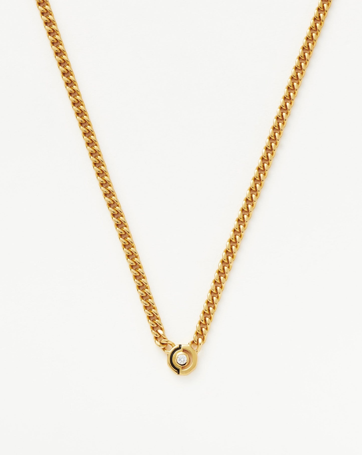 Floating Hex Pendant Necklace in Gold and Cubic Zirconia