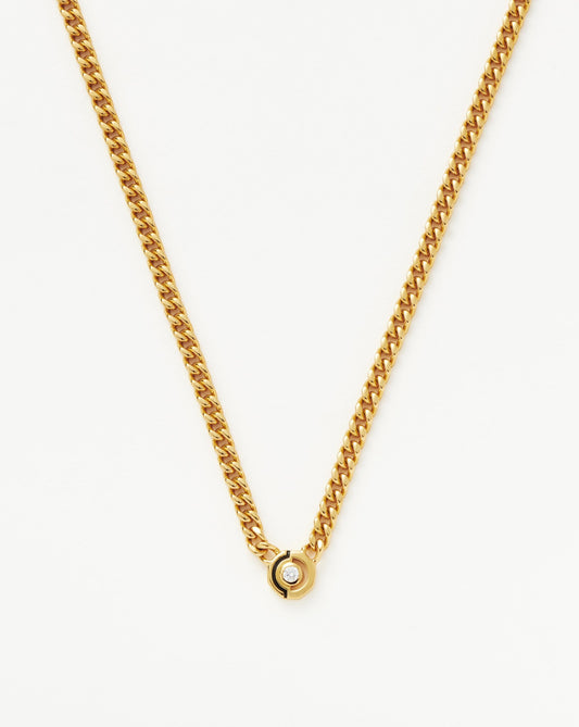 Floating Hex Pendant Necklace in Gold and Cubic Zirconia