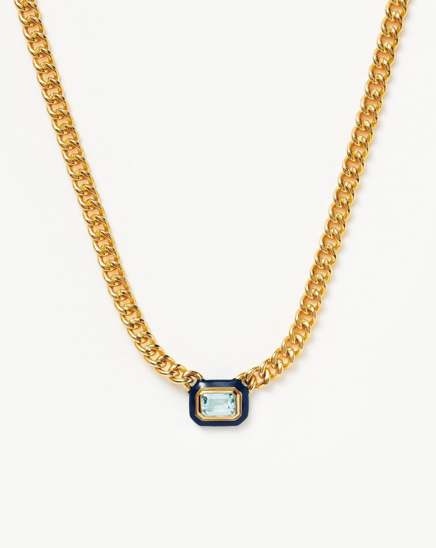 Floating Pendant Chain Necklace with Blue Cubic Zirconia