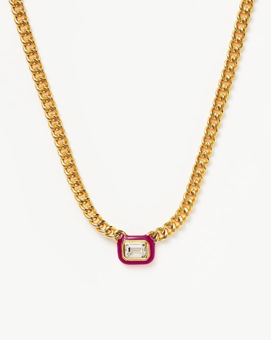 Floating Pendant Chain Necklace in Gold and Zirconia