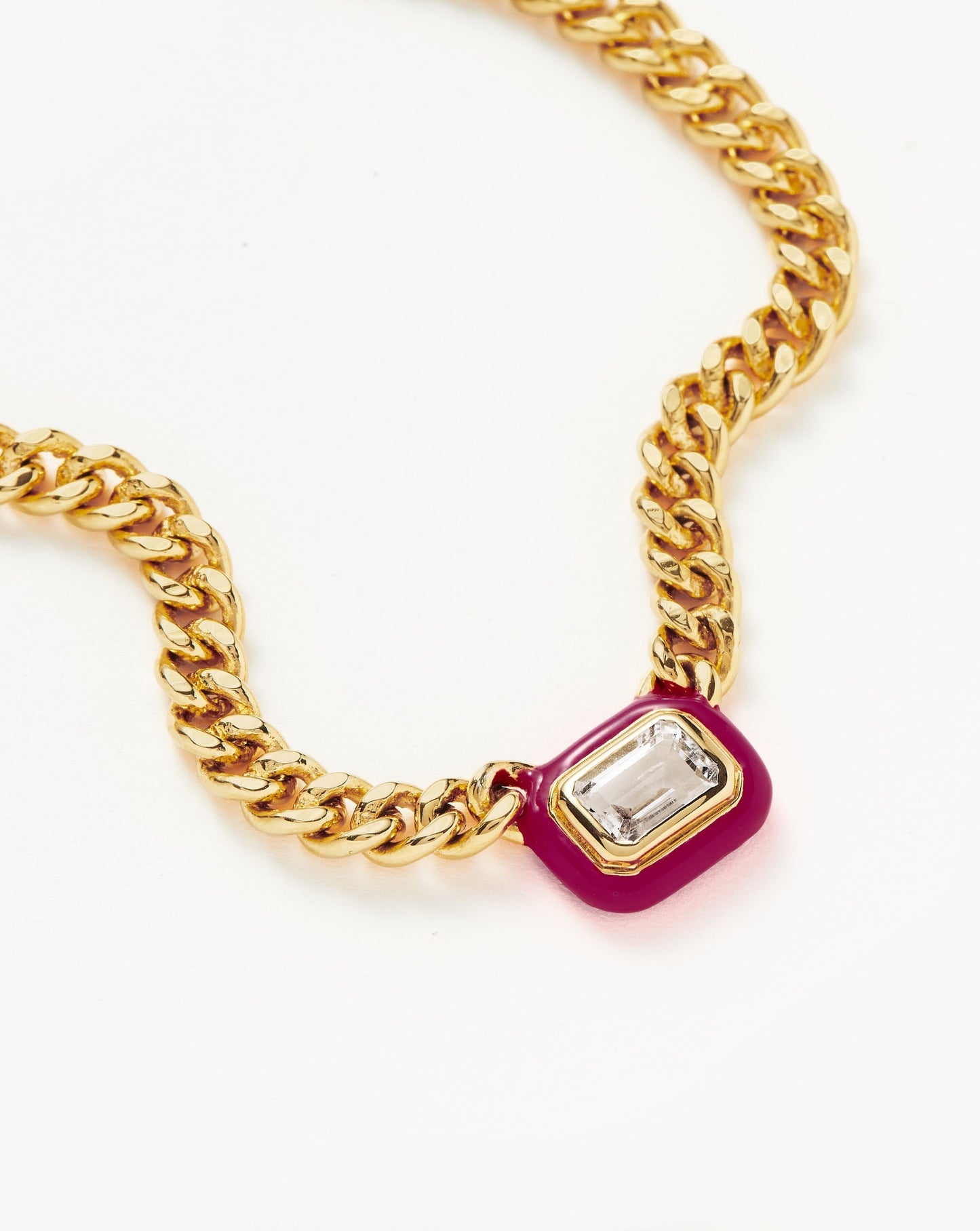 Floating Pendant Chain Necklace in Gold and Zirconia