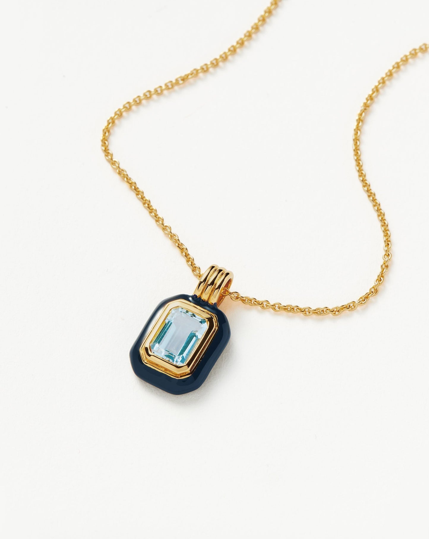 Blue Cubic Zirconia Pendant Necklace in Gold Vermeil