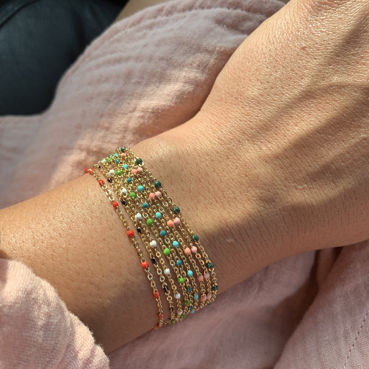 Red Enamel Beaded Bracelet for Everyday Wear