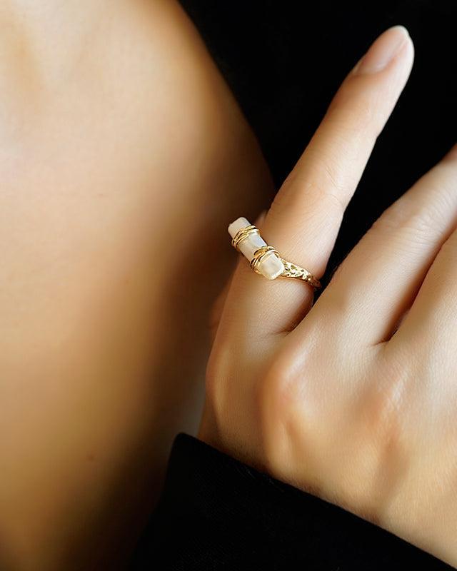 Baroque Pearl Ring in Sunset Design