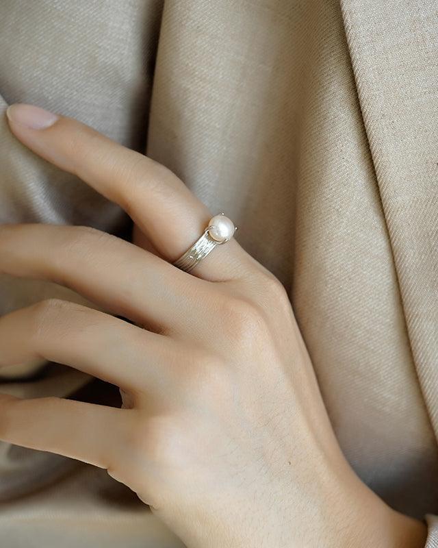 Elegant Pearl Ring in Endless Sunset Design