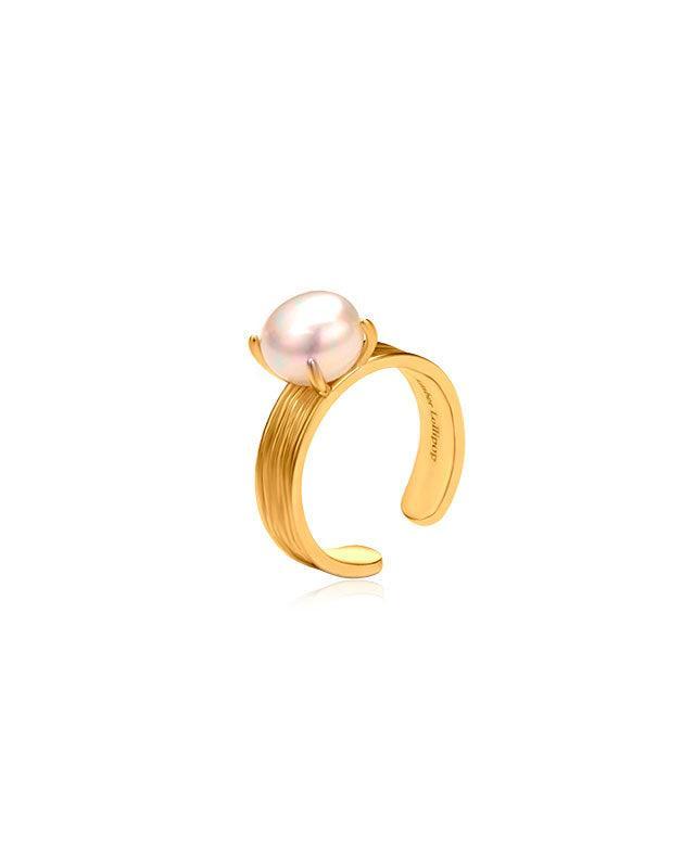 Elegant Pearl Ring in Endless Sunset Design