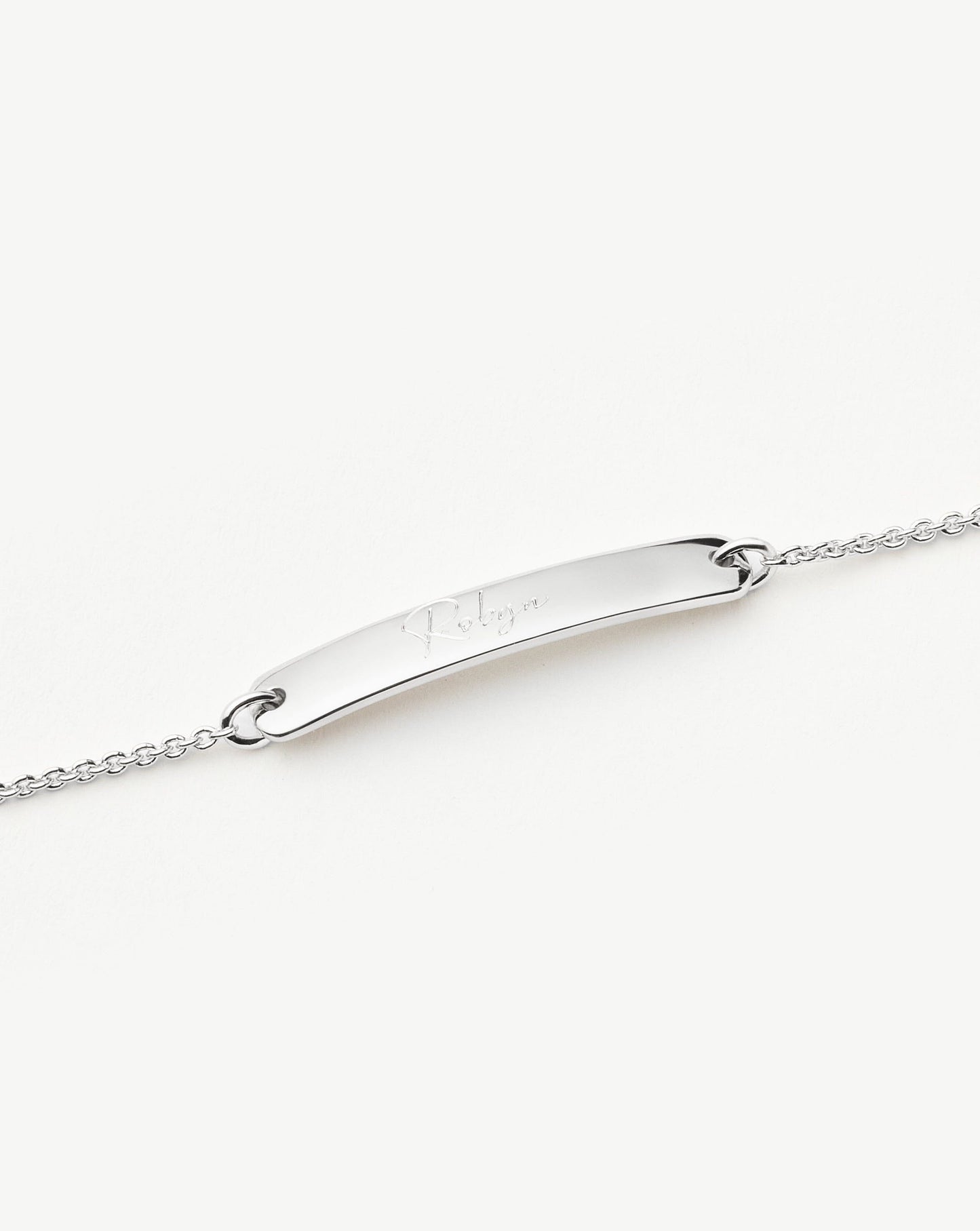 Silver Plated Engravable Bar Chain Bracelet