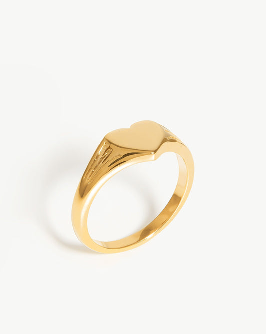 Engravable Heart Signet Ring in 18k Gold Vermeil