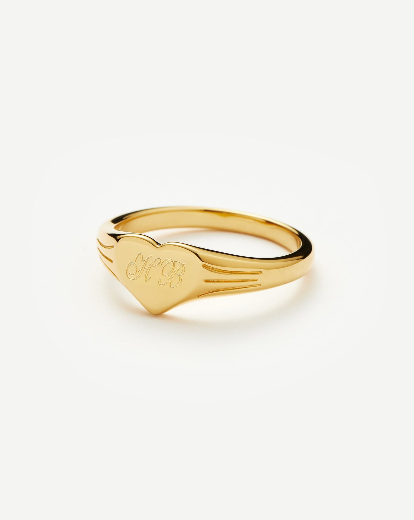 Engravable Heart Signet Ring in 18k Gold Vermeil