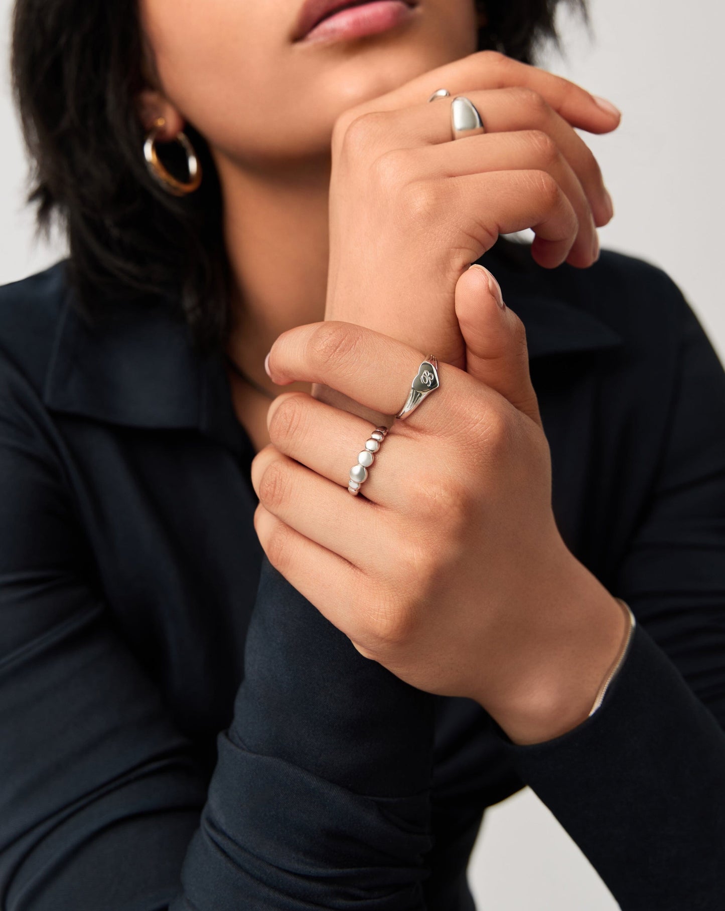 Sterling Silver Engravable Heart Signet Ring