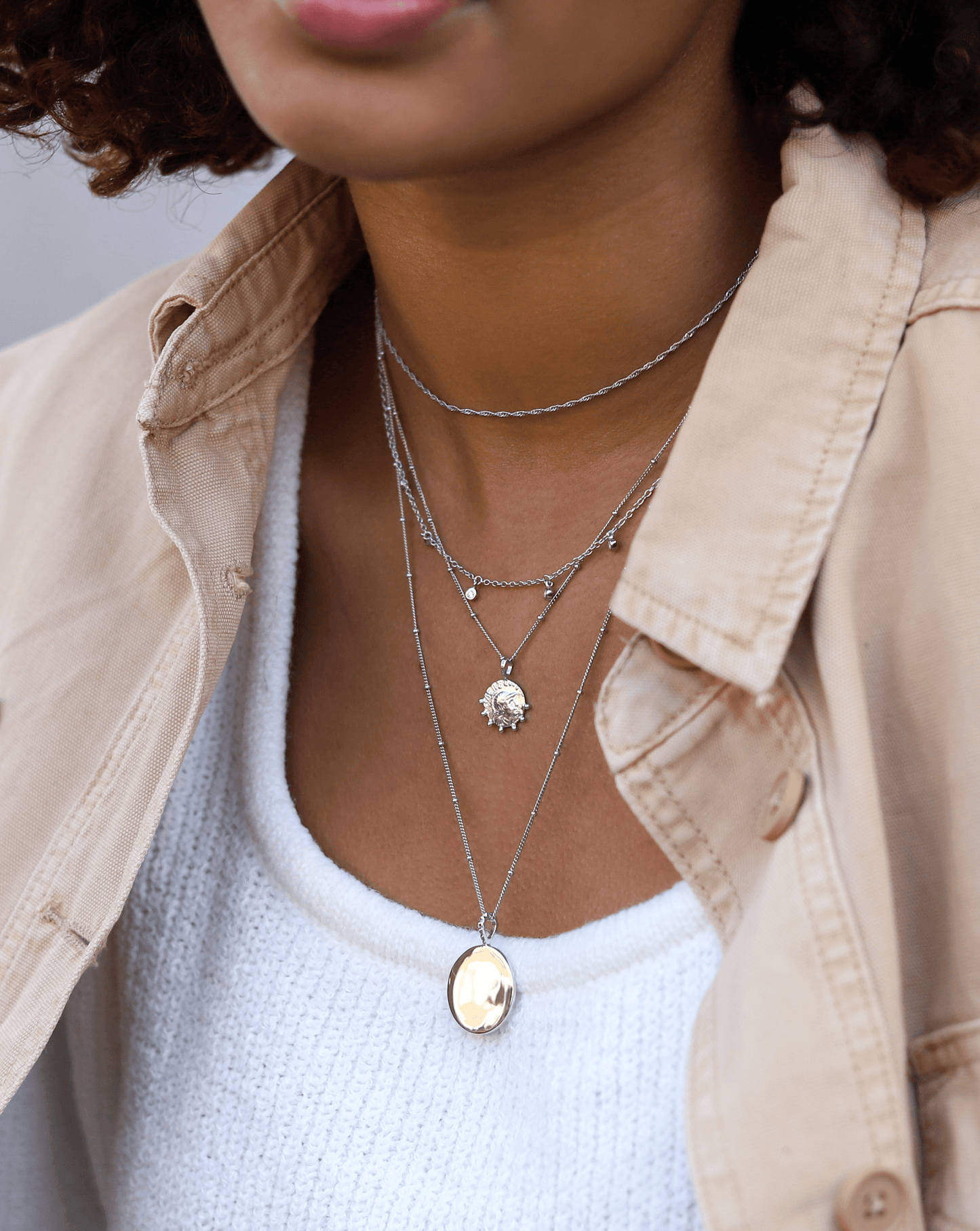 Personalized Large Round Disc Necklace in Silver