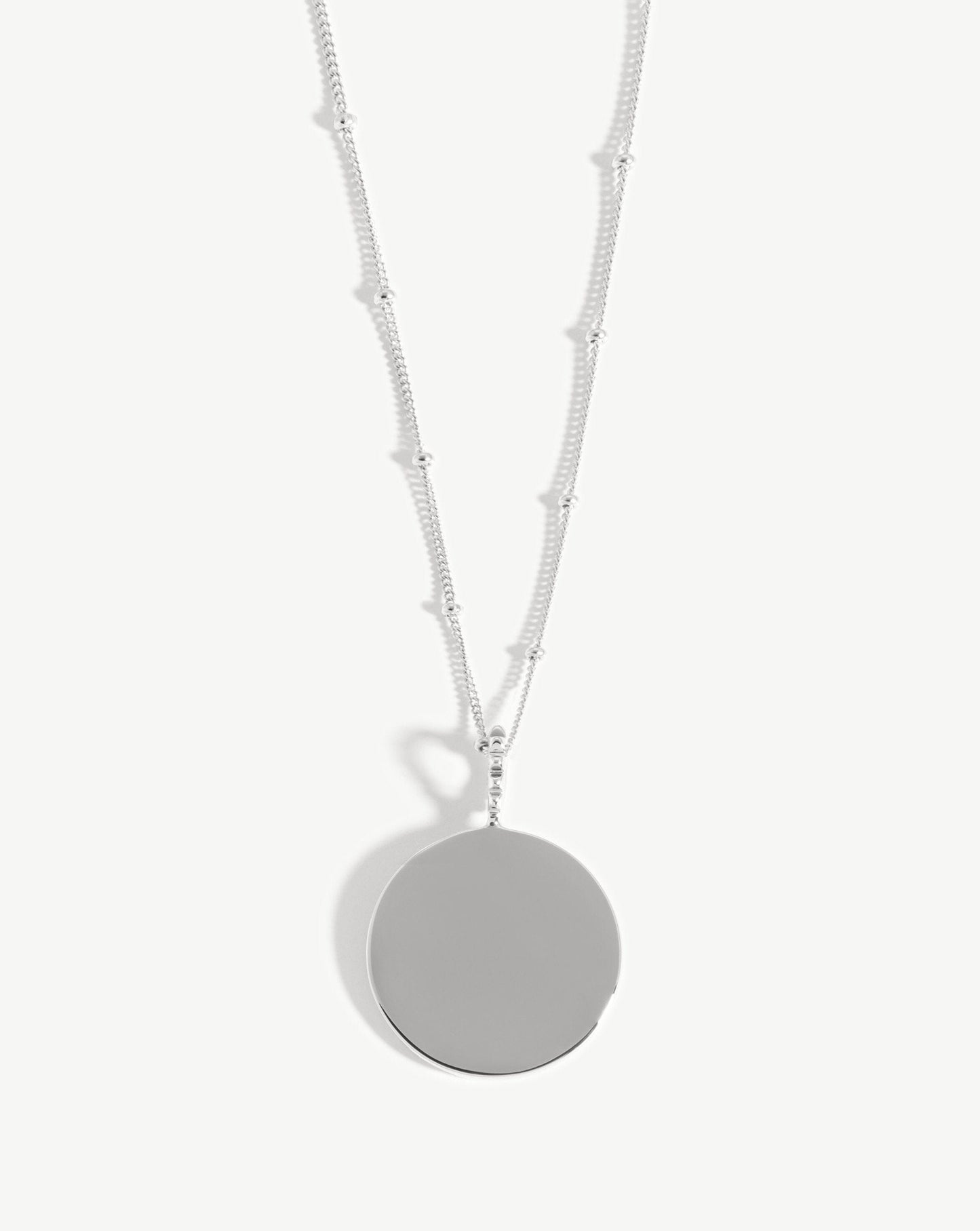 Personalized Large Round Disc Necklace in Silver