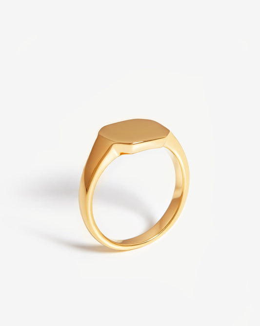 Engravable Signet Ring in 18k Gold Vermeil