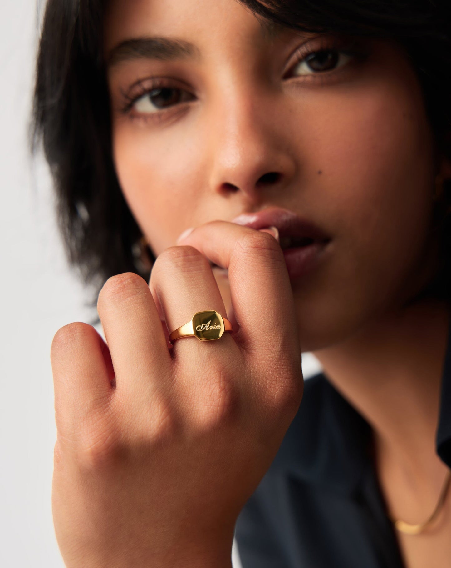 Engravable Signet Ring in 18k Gold Vermeil