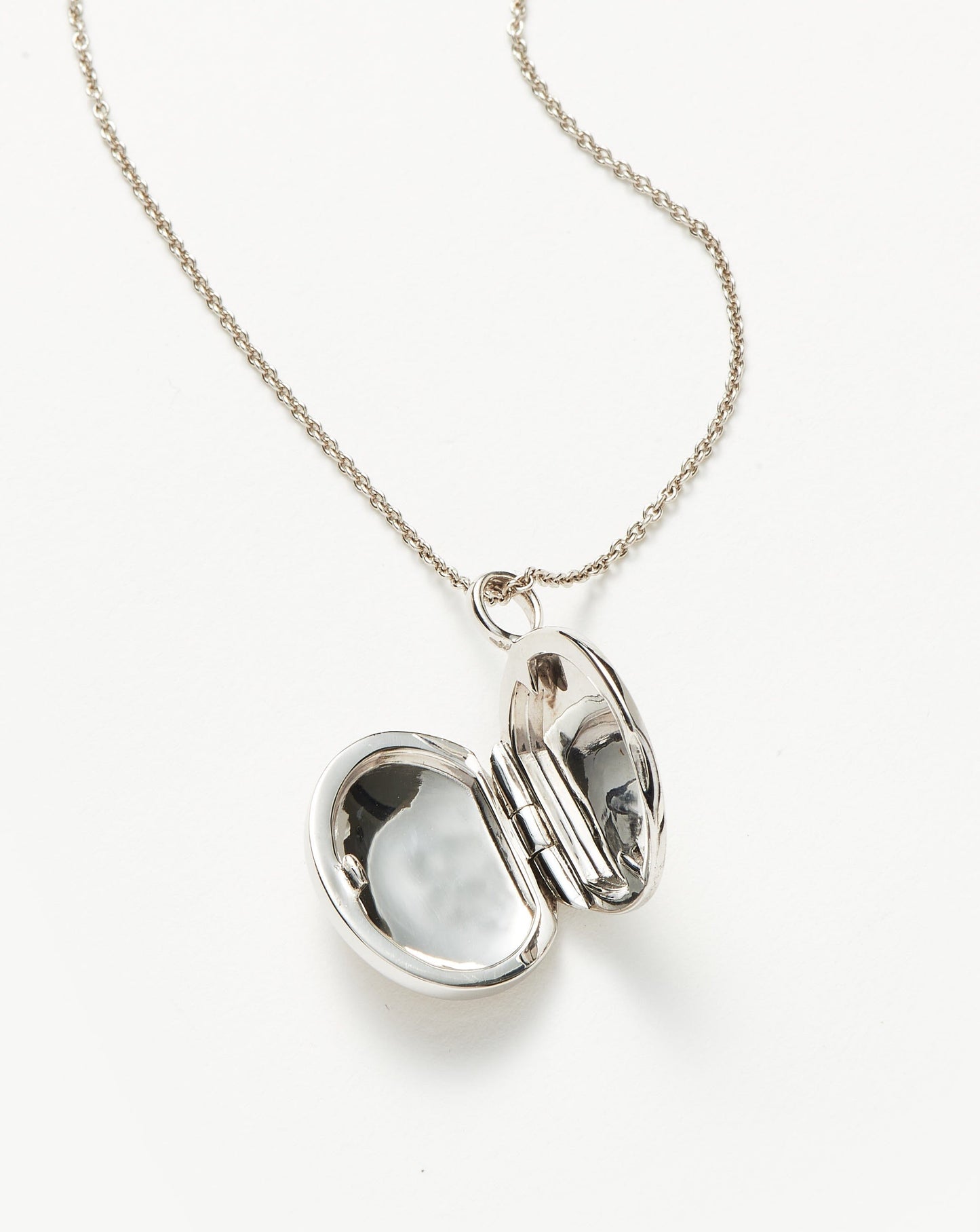 Engravable Oval Ridge Locket Necklace in Sterling Silver and Moonstone