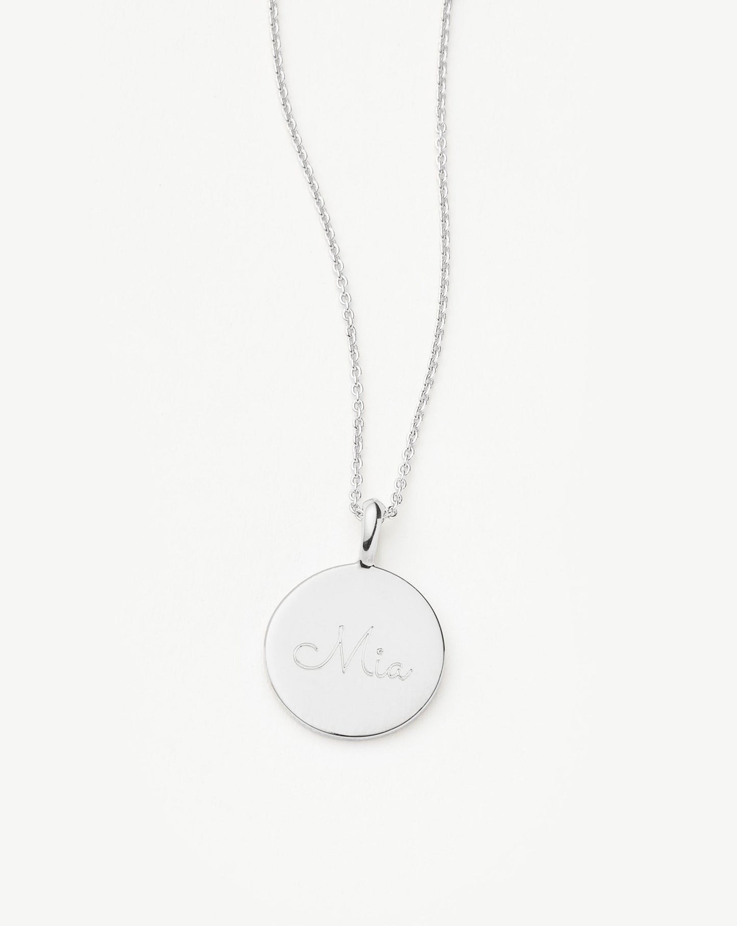 Sterling Silver Engravable Round Necklace