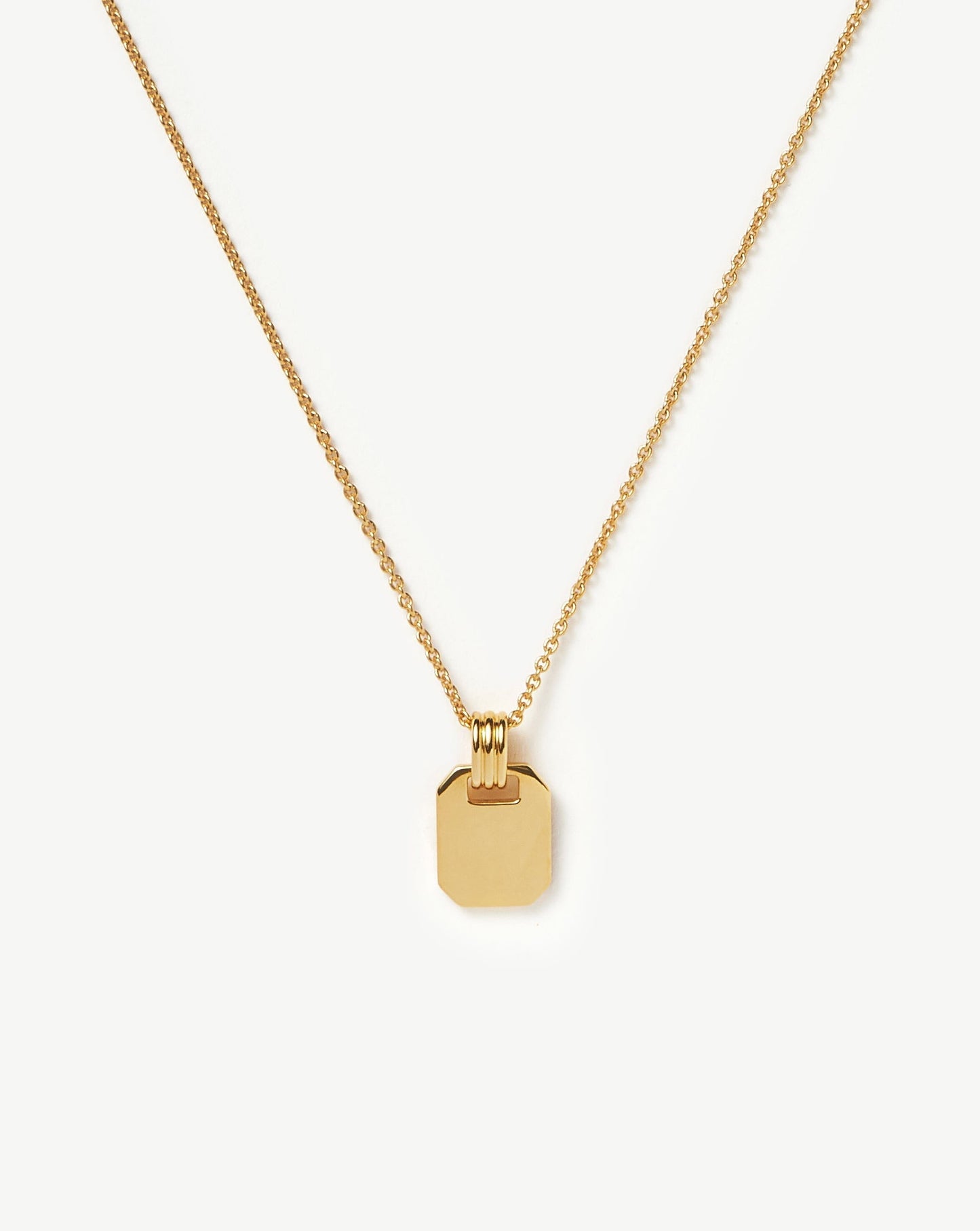 Engravable Small Tag Pendant Necklace in Gold Vermeil