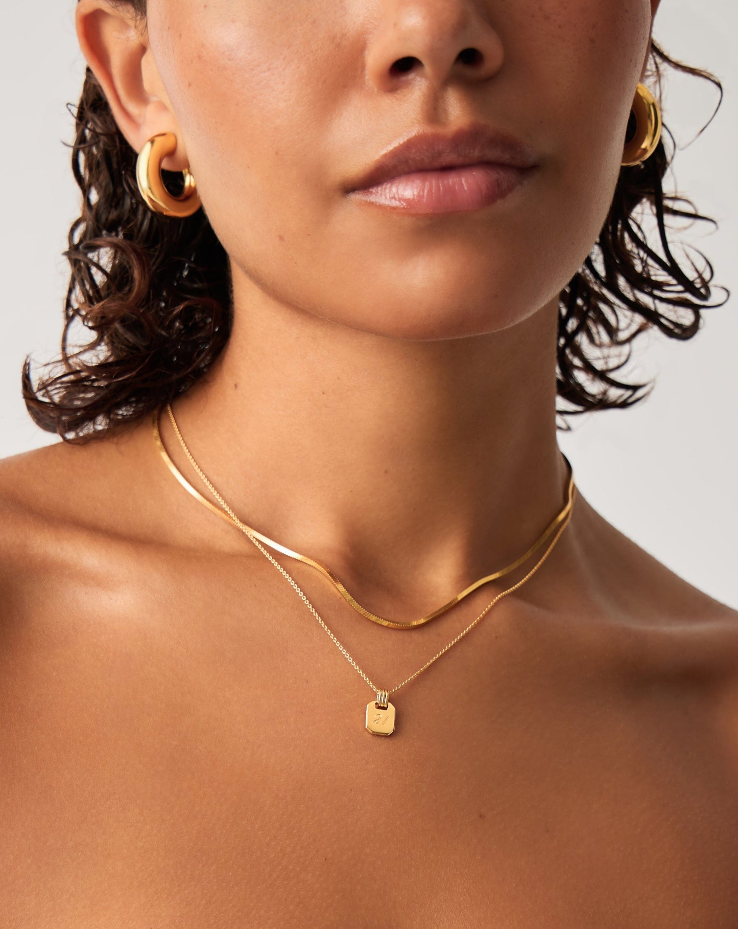 Engravable Small Tag Pendant Necklace in Gold Vermeil