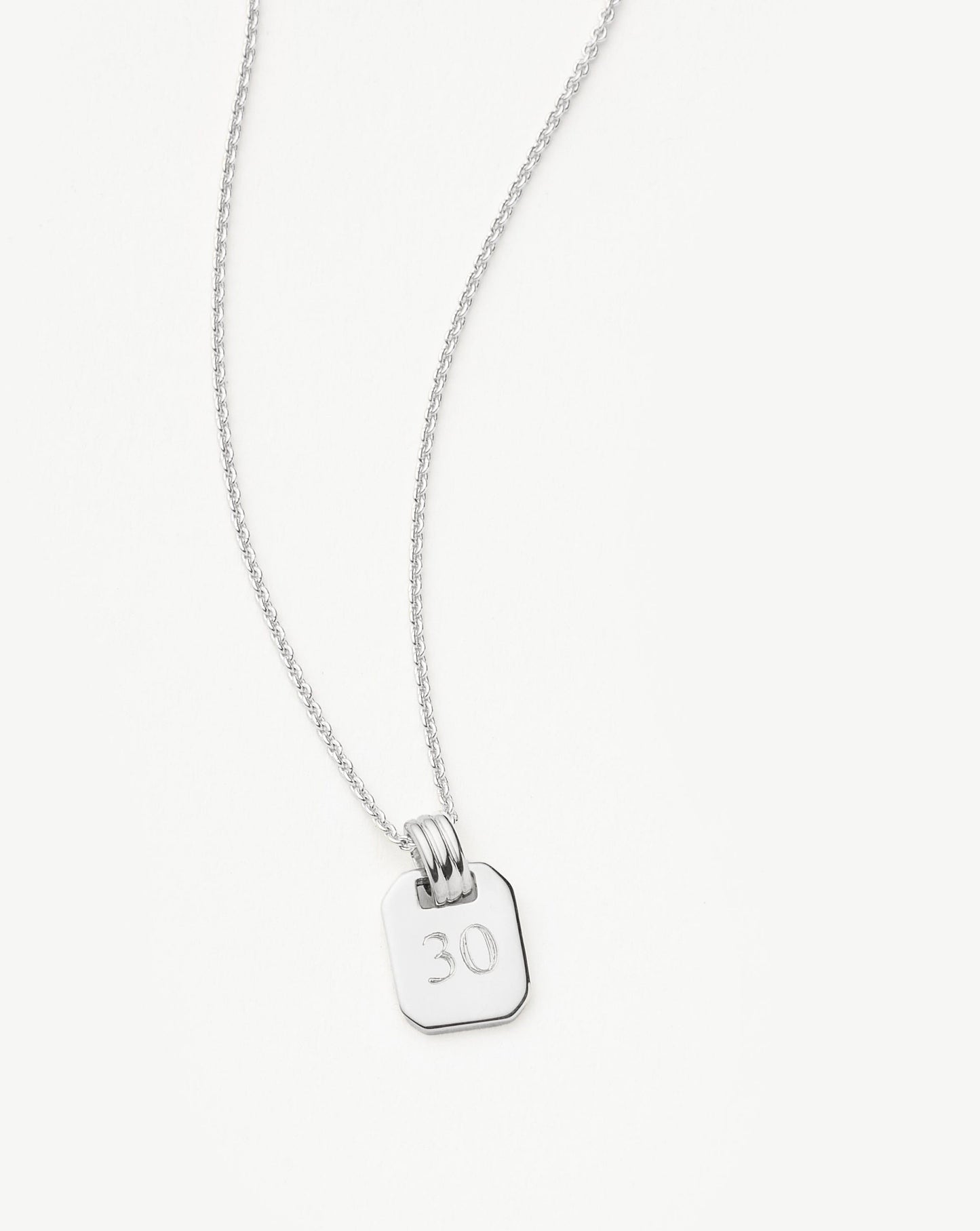 Sterling Silver Engravable Small Tag Necklace