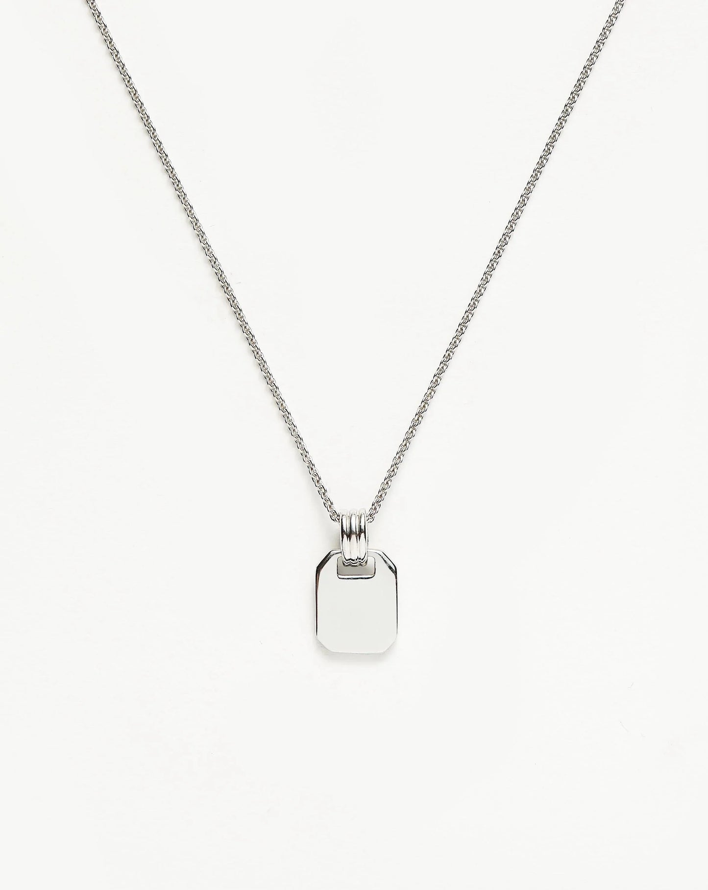 Sterling Silver Engravable Small Tag Necklace