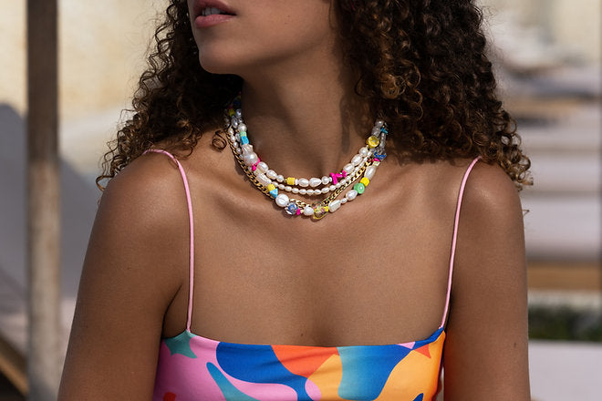 Colorful Pearl Fruit Salad Necklace Design