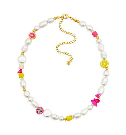 Colorful Pearl Fruit Salad Necklace Design