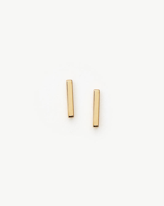 Solid Gold Fine Bar Stud Earrings