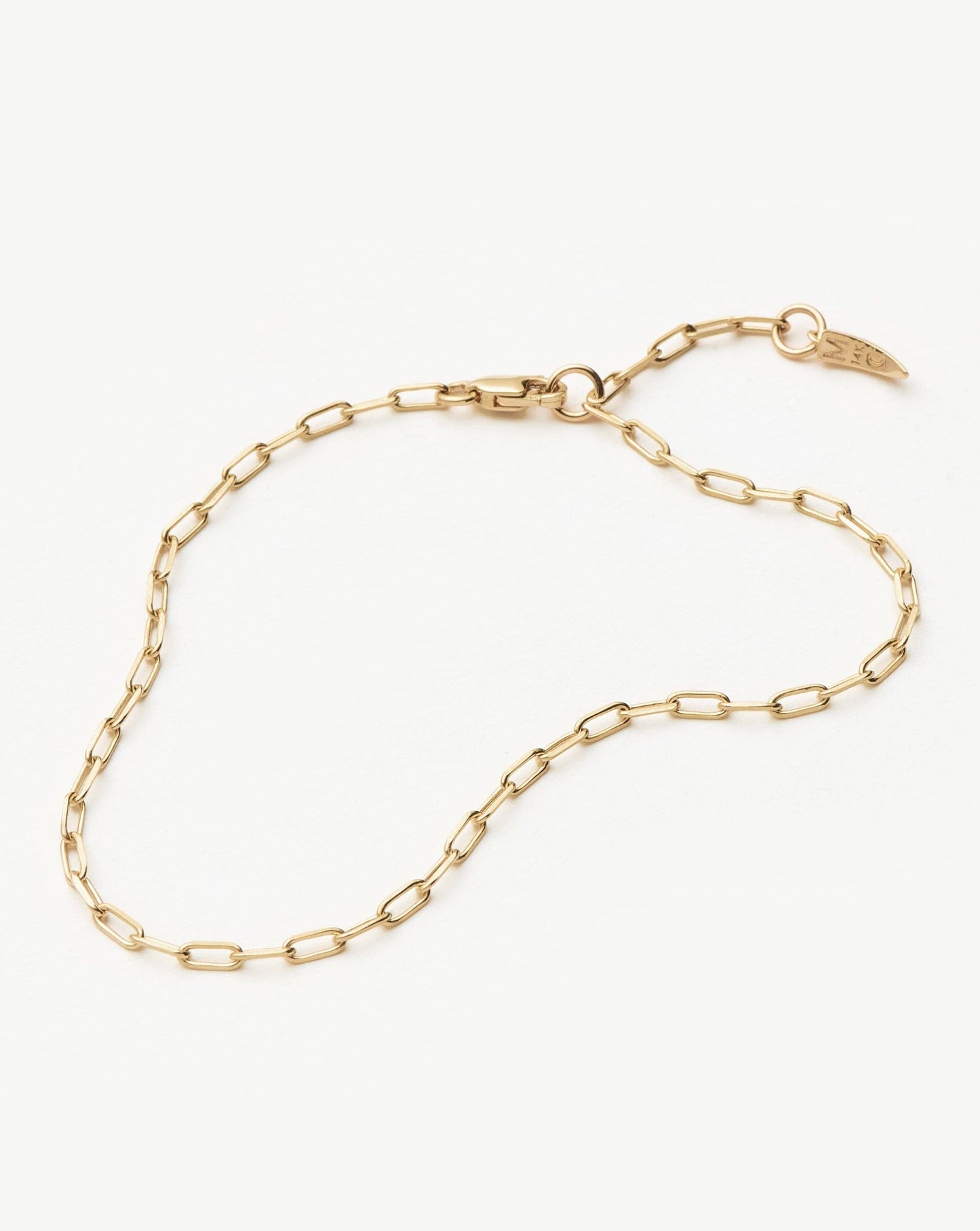 Classic 14k Solid Gold Paperclip Chain Bracelet