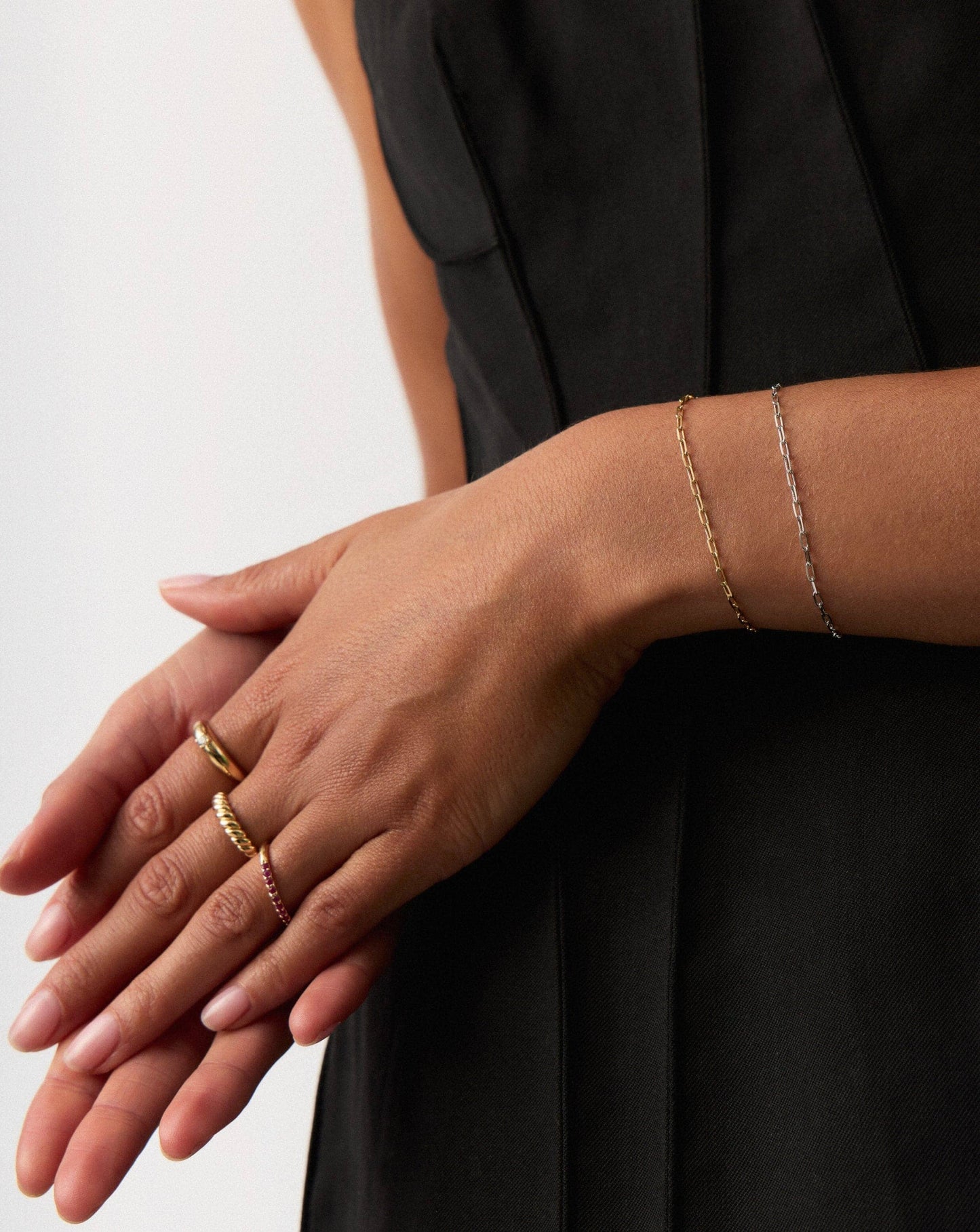 Classic 14k Solid Gold Paperclip Chain Bracelet