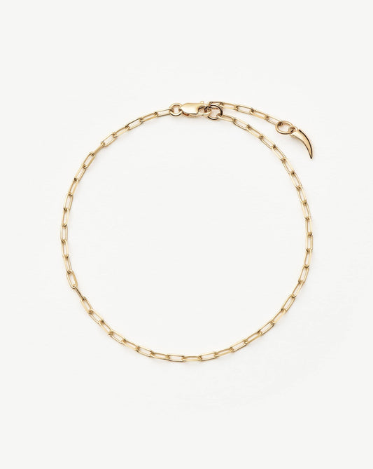 Classic 14k Solid Gold Paperclip Chain Bracelet