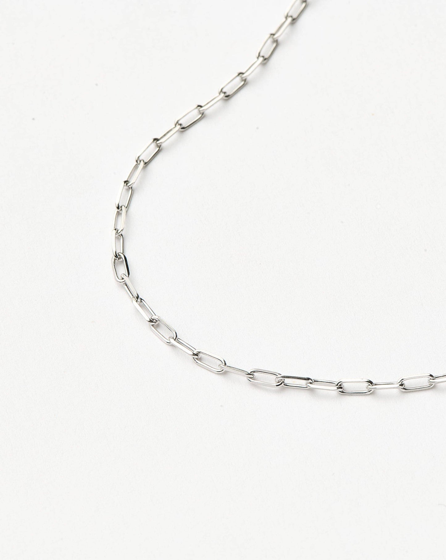 Classic Paperclip Chain Bracelet in Solid White Gold