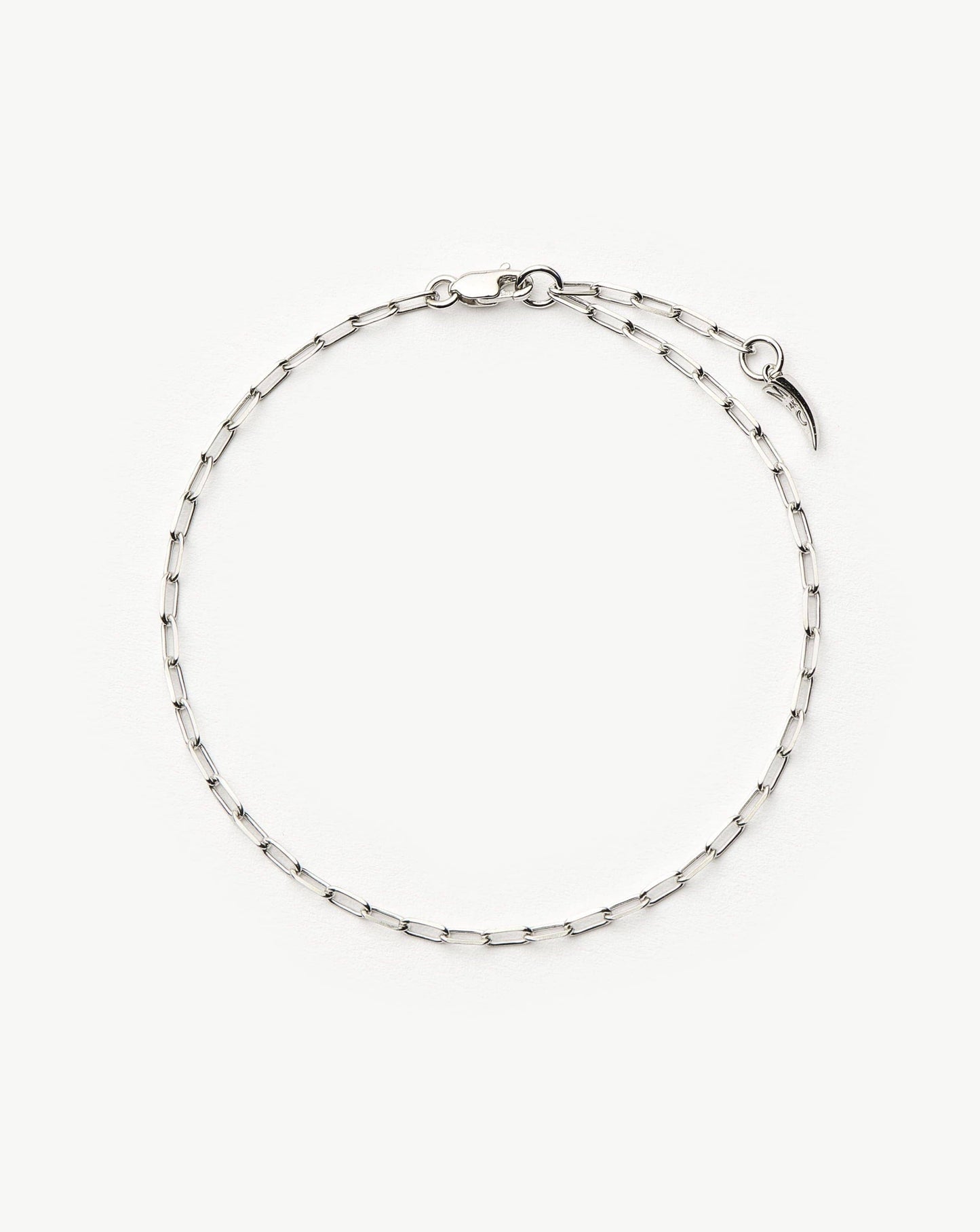 Classic Paperclip Chain Bracelet in Solid White Gold