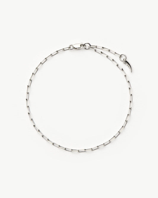 Classic Paperclip Chain Bracelet in Solid White Gold