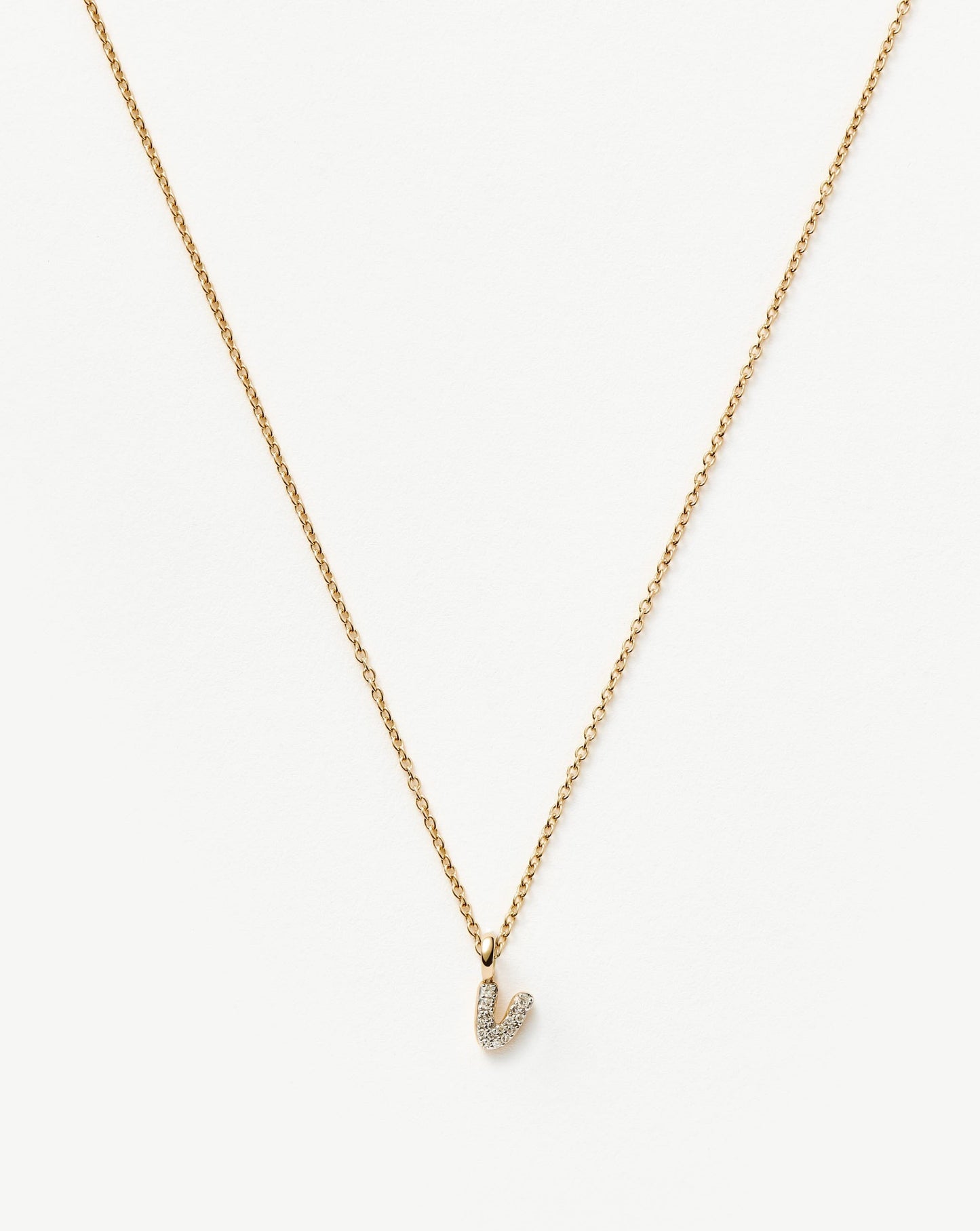 Mini Diamond Initial Pendant Necklace in Yellow Gold