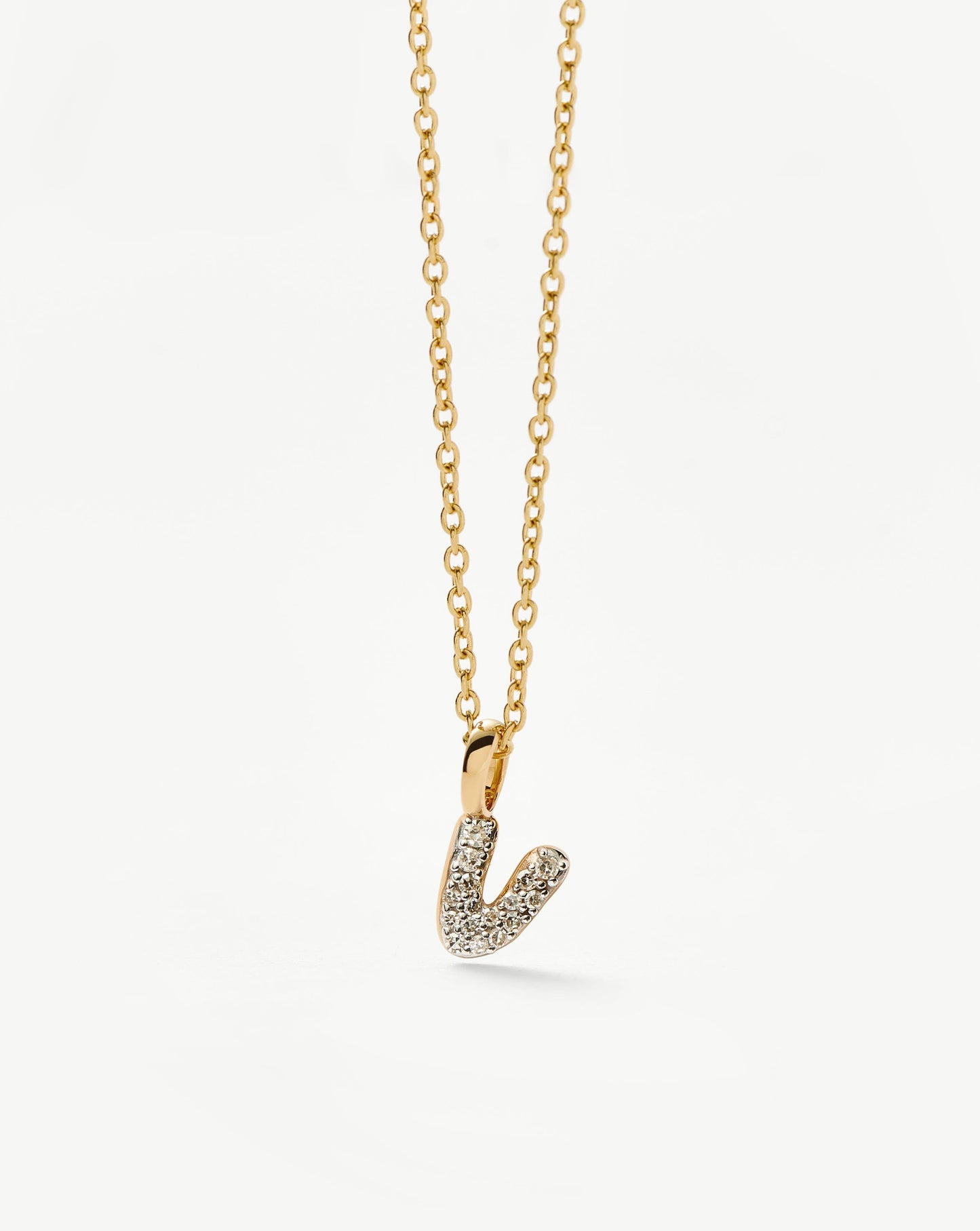 Mini Diamond Initial Pendant Necklace in Yellow Gold