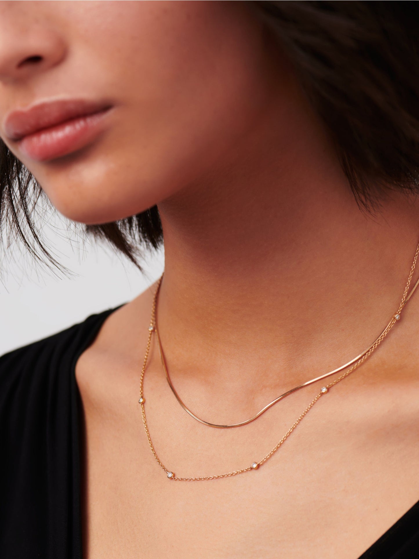 Floating Diamond Necklace in Solid Gold