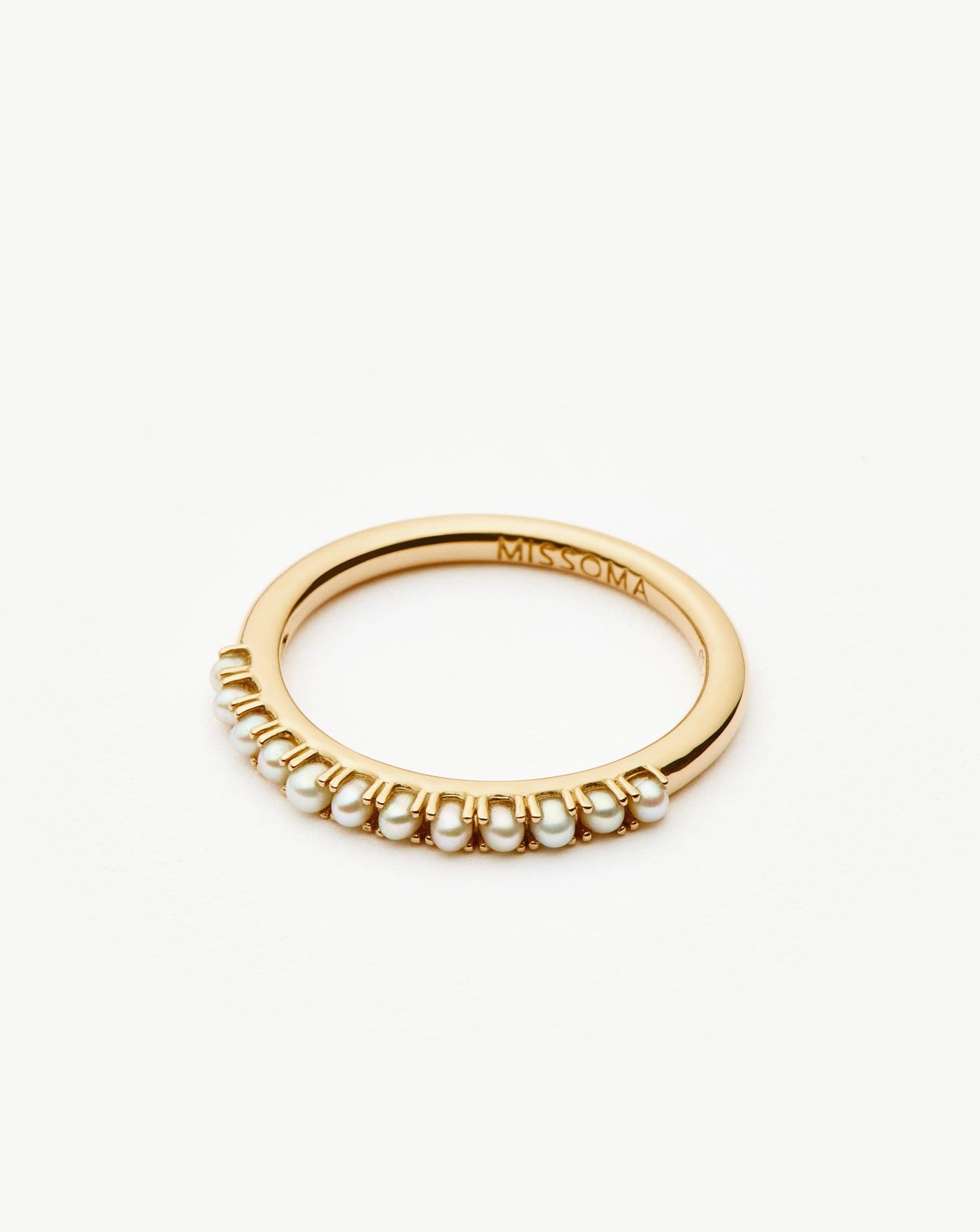 Half Eternity Pearl Ring in Solid Gold