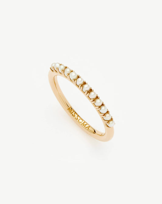 Half Eternity Pearl Ring in Solid Gold