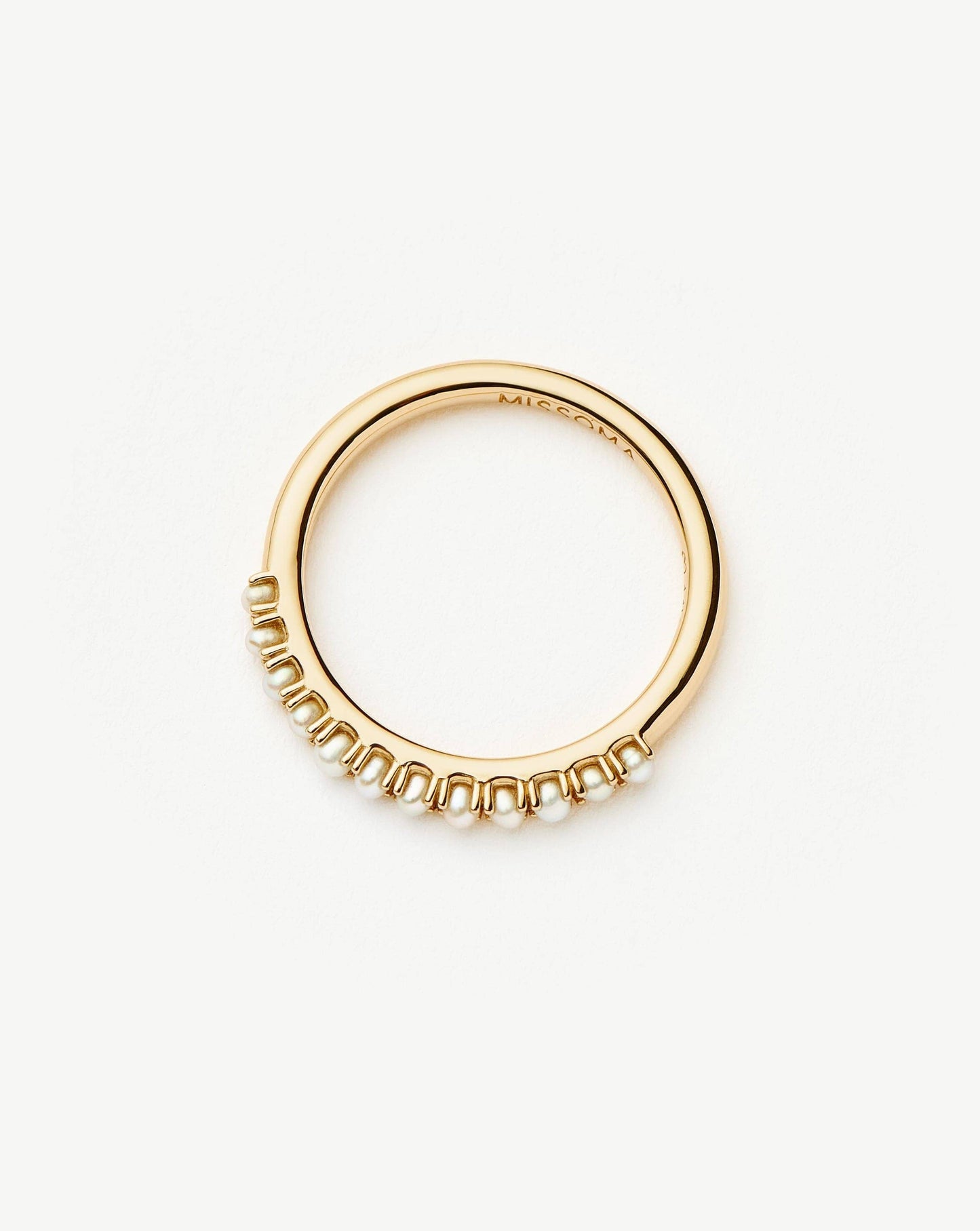 Half Eternity Pearl Ring in Solid Gold