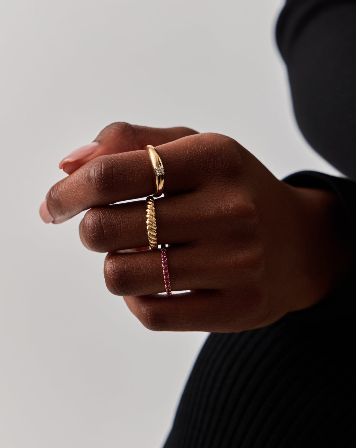 Half Eternity Ruby Ring in Solid Gold