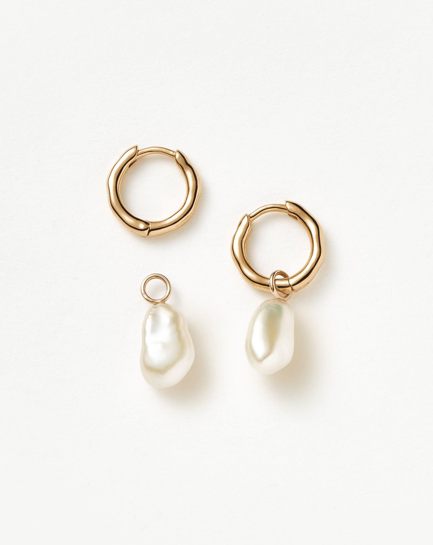 Mini Hoop Earrings with Fine Pearl Drops