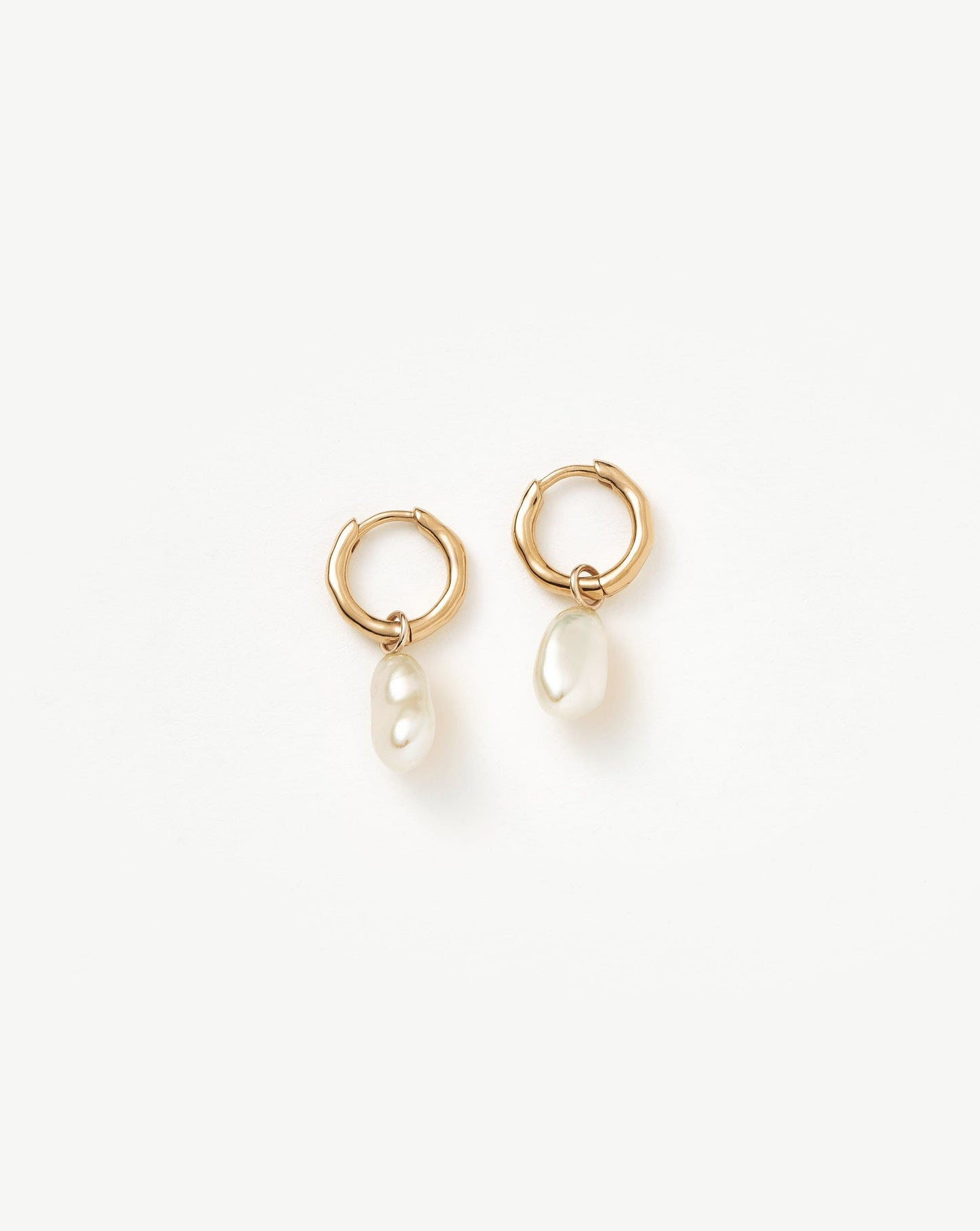 Mini Hoop Earrings with Fine Pearl Drops