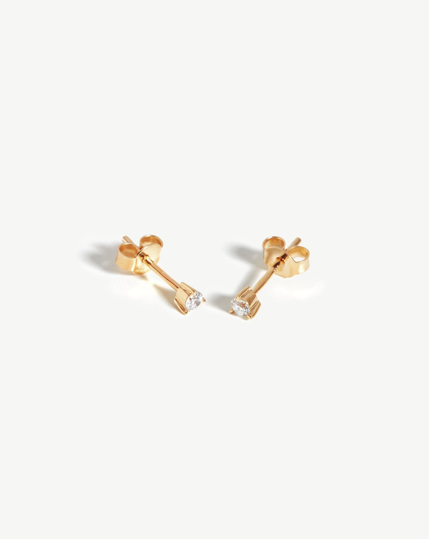 Small Solitaire Diamond Stud Earrings in 14k Gold