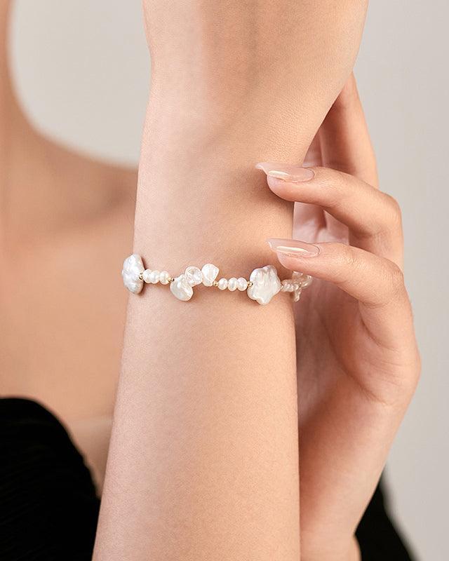 Floral Cluster Baroque Pearl Bracelet Design