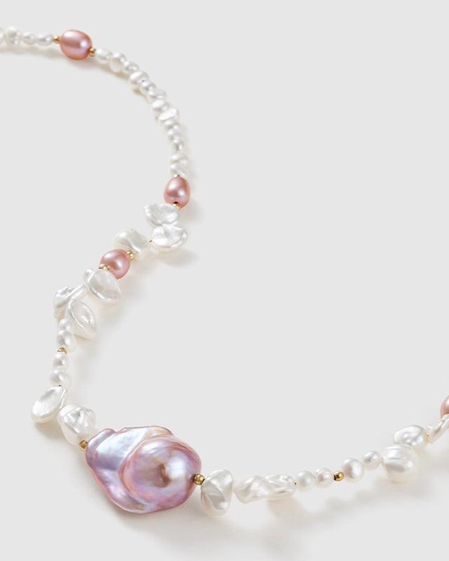 Baroque Pearl Floral Design Necklace