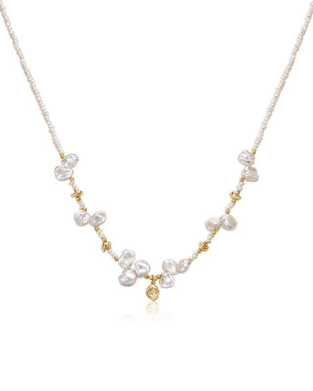 Pearl Necklace with Bellflower Design