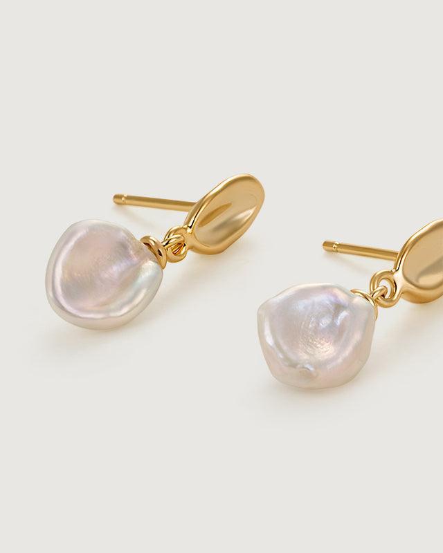 Lilac Pearl Earrings in Floral Design