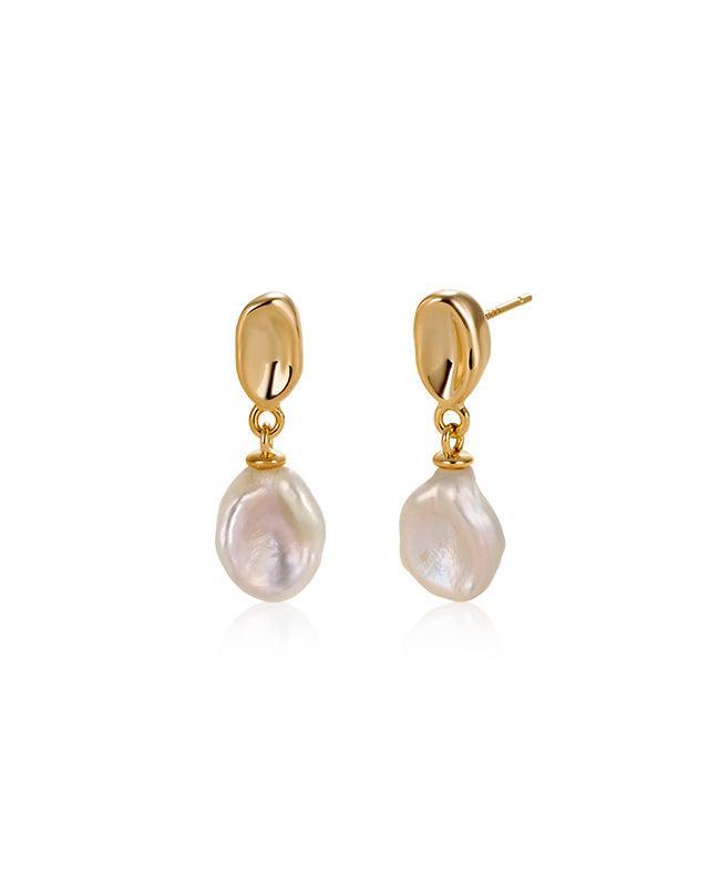 Lilac Pearl Earrings in Floral Design