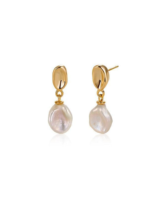 Lilac Pearl Earrings in Floral Design